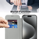Husa pentru iPhone 15 Pro, Techsuit SmartMag Book Case, albastru