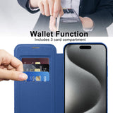 Husa pentru iPhone 15 Pro Max, Techsuit SmartMag Book Case, albastru