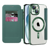 Husa pentru iPhone 15 Plus, Techsuit SmartMag Book Case, albastru