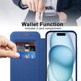 Husa pentru iPhone 15 Plus, Techsuit SmartMag Book Case, albastru
