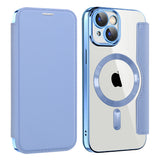Husa pentru iPhone 15 Plus, Techsuit SmartMag Book Case, bleu