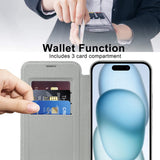Husa pentru iPhone 15 Plus, Techsuit SmartMag Book Case, albastru