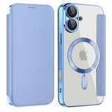 Husa pentru iPhone 16, Techsuit SmartMag Book Case, bleu