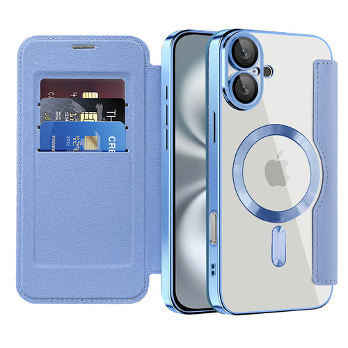 Husa pentru iPhone 16, Techsuit SmartMag Book Case, bleu