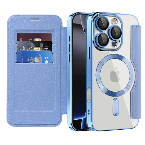 Husa pentru iPhone 16 Pro Max, Techsuit SmartMag Book Case, bleu