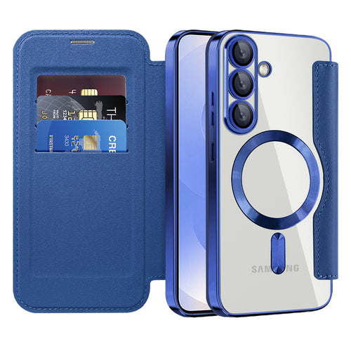 Husa pentru Samsung Galaxy S25 Plus, Techsuit SmartMag Book Case, albastru