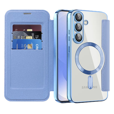 Husa pentru Samsung Galaxy S25 Plus, Techsuit SmartMag Book Case, bleu