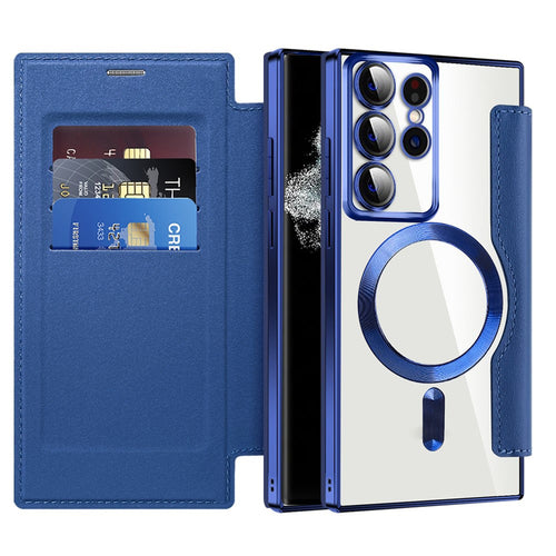 Husa pentru Samsung Galaxy S22 Ultra 5G, Techsuit SmartMag Book Case, albastru