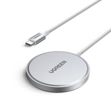 Incarcator wireless UGREEN Magnetic Incarcator Wireless W703 (35565), Fast Charge, Universal, USB-C, Qi2, 15W, 5V/3A, Type-C Cable, 1.5m, alb