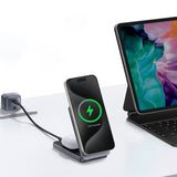 Incarcator wireless UGREEN W706 (45057), MagSafe, 2in1, pentru iPhone, AirPods, USB-C Cable, 20W, 3A, Qi2, MPP, 1m, alb