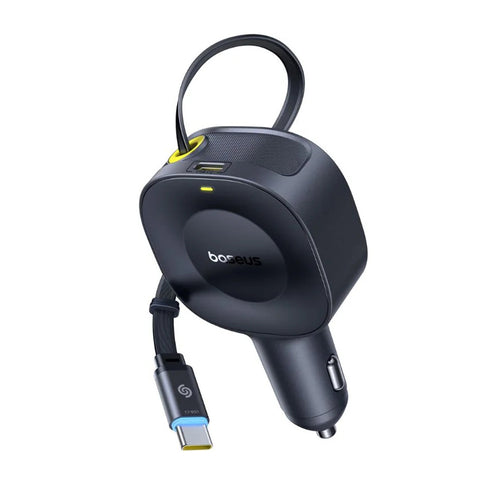 Incarcator auto Baseus PrimeTrip VR2 (C0206400), Type-C, cu Retractabil Type-C Cable, 30W, 80cm, negru