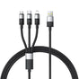 Cablu Baseus de date StarSpeed (P10319900111-01), USB to Type-C, Lightning, Micro-USB, 100W, 1.5m, negru