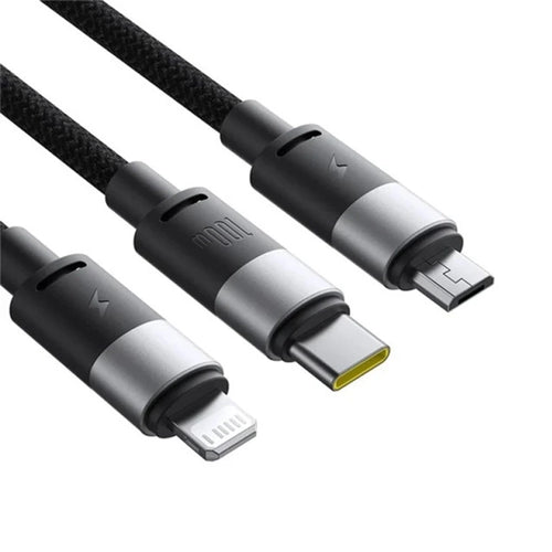 Cablu Baseus de date StarSpeed (P10319900111-01), USB to Type-C, Lightning, Micro-USB, 100W, 1.5m, negru