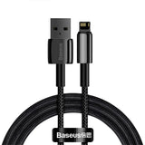 Cablu Baseus de date Tungsten Auriu (Calwj-A01), USB-A to Lightning, 2.4A, 480Mbps, 20W, 2m, negru