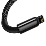 Cablu Baseus de date Tungsten Auriu (Calwj-A01), USB-A to Lightning, 2.4A, 480Mbps, 20W, 2m, negru