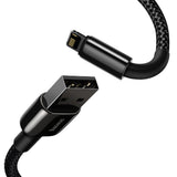 Cablu Baseus de date Tungsten Auriu (Calwj-A01), USB-A to Lightning, 2.4A, 480Mbps, 20W, 2m, negru