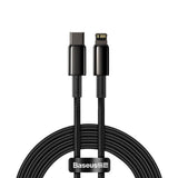 Cablu Baseus de date Tungsten Auriu (Catlwj-A01), Type-C to Lightning, 20W, 2m, negru