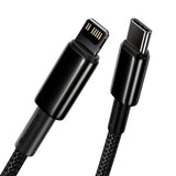 Cablu Baseus de date Tungsten Auriu (Catlwj-A01), Type-C to Lightning, 20W, 2m, negru
