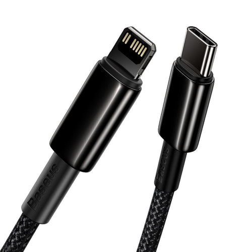 Cablu Baseus de date Tungsten Auriu (Catlwj-A01), Type-C to Lightning, 20W, 2m, negru