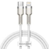 Cablu Baseus de date Cafule Series Metal (Catljk-A02), Type-C to Lightning, Incarcare rapida, 20W, 480Mbps, 1m, alb