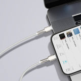 Cablu Baseus de date Cafule Series Metal (Catljk-A02), Type-C to Lightning, Incarcare rapida, 20W, 480Mbps, 1m, alb