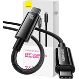Cablu Baseus de date Tungsten Auriu (CAWJ040101), Type-C to Type-C, Incarcare rapida, 240W, 2m, negru