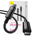 Cablu Baseus de date Tungsten Auriu (CAWJ040201), Type-C to Type-C, Incarcare rapida, 240W, 3m, negru