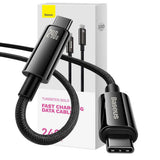 Cablu Baseus de date Tungsten Auriu (CAWJ040001), Type-C to Type-C, Incarcare rapida, 240W, 1m, negru