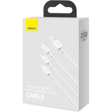 Cablu Baseus de date Superior Series (Camltys-02), USB to Type-C, Micro-USB, Lightning, Incarcare rapida 3.5A, 20W, 1.2m, alb