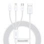 Cablu Baseus de date Superior Series (Camltys-02), USB to Type-C, Micro-USB, Lightning, Incarcare rapida 3.5A, 20W, 1.2m, alb