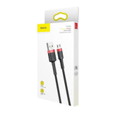 Cablu Baseus de date Cafule (Camklf-B91), USB to Micro-USB, 2.4A, Incarcare rapida, Nylon Braid, Velcro, 1m, negru;rosu