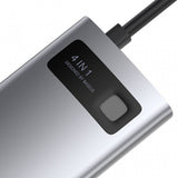 Hub USB Baseus Docking station Metal Glam (Cahub-CY0G), Type-C to 2x USB, Type-C, HDMI, 4K@30 Hz, PD100W, gri