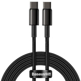 Cablu Baseus de date Tungsten Auriu (Catwj-A01), Type-C to Type-C, Incarcare rapida, 100W, 2m, negru