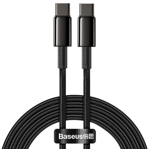 Cablu Baseus de date Tungsten Auriu (Catwj-A01), Type-C to Type-C, Incarcare rapida, 100W, 2m, negru