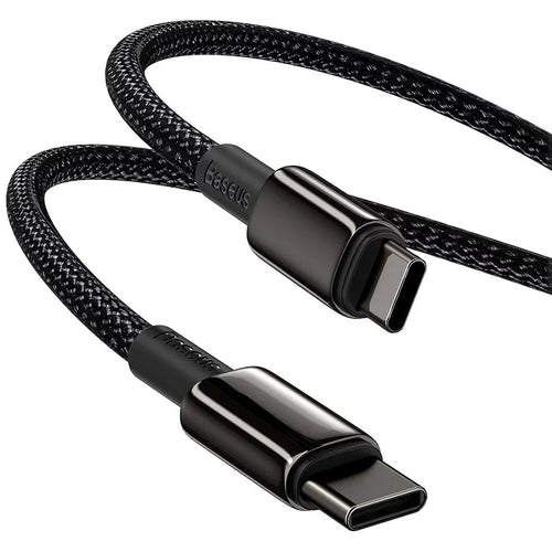 Cablu Baseus de date Tungsten Auriu (Catwj-A01), Type-C to Type-C, Incarcare rapida, 100W, 2m, negru