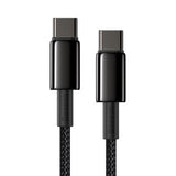 Cablu Baseus de date Tungsten Auriu (Catwj-01), Type-C to Type-C, Incarcare rapida, 100W, 1m, negru