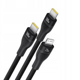 Cablu Baseus de date Flash Series 3 (P10377502111-00), Incarcare rapida, USB-C to 2x USB-C, Lightning, 100W, 480Mbps, 1.5m, negru