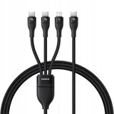 Cablu Baseus de date Flash Series 3 (P10377502111-00), Incarcare rapida, USB-C to 2x USB-C, Lightning, 100W, 480Mbps, 1.5m, negru