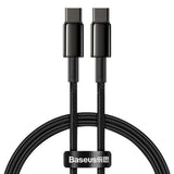 Cablu Baseus de date Tungsten Auriu (Catwj-01), Type-C to Type-C, Incarcare rapida, 100W, 1m, negru