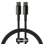 Cablu Baseus de date Tungsten Auriu (Catwj-01), Type-C to Type-C, Incarcare rapida, 100W, 1m, negru