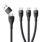 Cablu Baseus de date Flash Series 3 (P10377501111-00), Incarcare rapida, USB, USB-C to Lightning, 2x USB-C, 100W, 1.5m, negru