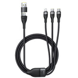 Cablu Baseus de date Flash Series 3 (P10377501111-00), Incarcare rapida, USB, USB-C to Lightning, 2x USB-C, 100W, 1.5m, negru