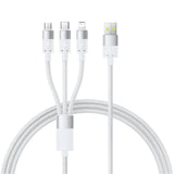 Cablu Baseus de date StarSpeed (P10319900211-00), Incarcare rapida, USB to Micro-USB, Type-C, Lightning, 100W, 1.5m, alb