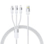 Cablu Baseus de date StarSpeed (P10319900211-00), Incarcare rapida, USB to Micro-USB, Type-C, Lightning, 100W, 1.5m, alb