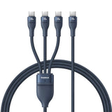 Cablu Baseus de date Flash Series 3 (P10377503321-00), Incarcare rapida, USB-C to 3x Type-C, 3in1, PD100W, 480Mbps, 1.5m, albastru