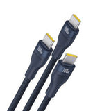 Cablu Baseus de date Flash Series 3 (P10377503321-00), Incarcare rapida, USB-C to 3x Type-C, 3in1, PD100W, 480Mbps, 1.5m, albastru