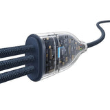 Cablu Baseus de date Flash Series 3 (P10377503321-00), Incarcare rapida, USB-C to 3x Type-C, 3in1, PD100W, 480Mbps, 1.5m, albastru
