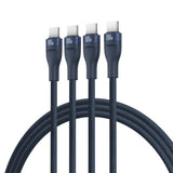 Cablu Baseus de date Flash Series 3 (P10377503321-00), Incarcare rapida, USB-C to 3x Type-C, 3in1, PD100W, 480Mbps, 1.5m, albastru