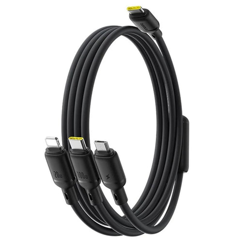 Cablu Baseus de date Silky (P10377706123-00), Incarcare rapida, Type-C to Micro-USB, Lightning, USB-C, 100W, 1.5m, negru
