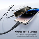 Cablu Baseus de date Silky (P10377706123-00), Incarcare rapida, Type-C to Micro-USB, Lightning, USB-C, 100W, 1.5m, negru